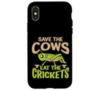 Carcasa para iPhone X/XS Cita Divertida Vegana - Eat The Crickets - Save The Cows