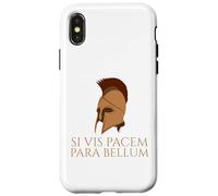 Carcasa para iPhone X/XS Cita Latina - Si Vis Pacem para Bellum - Casco Espartano