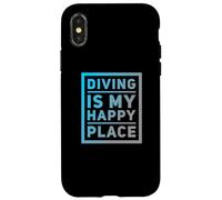 Carcasa para iPhone X/XS Citas de buceFunny Divers Humor El Buceo es mi Lugar Feliz