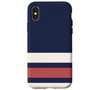 Carcasa para iPhone X/XS Classic Navy Red White Horizontal Stripes Chic Pattern