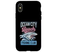 Carcasa para iPhone X/XS Club de Pesca Ocean City Beach Shark Maryland