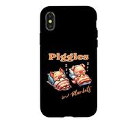 Carcasa para iPhone X/XS Cochinitos En Su Manta Cerditos Durmiendo Tocino