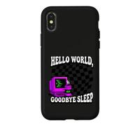 Carcasa para iPhone X/XS Coder Hello World Goodbye Sleep Computer Science Retro