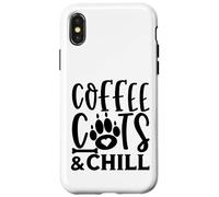 Carcasa para iPhone X/XS Colección de Estilo de Vida Coffee Cats & Chill Cat Lovers