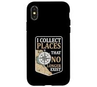 Carcasa para iPhone X/XS Colecciono Lugares Que ya no existen Mapa de brújula Vintage