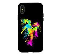 Carcasa para iPhone X/XS Colorido Fútbol Chica Jugador Fútbol Am