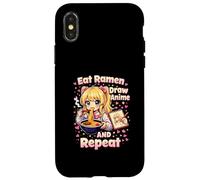 Carcasa para iPhone X/XS Come Ramen Dibuja Anime Y Repite | Linda Chica Manga Kawaii