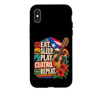 Carcasa para iPhone X/XS Come Sleep Play Cuatro Repite Música Puertorriqueña
