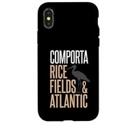 Carcasa para iPhone X/XS Comporta Portugal Campo de arroz y Silueta de cigüeña atlántica