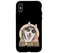 Carcasa para iPhone X/XS Conejito de Pascua Husky Egg Hunter Dog Lover