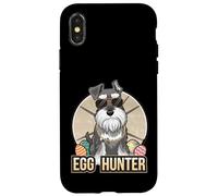 Carcasa para iPhone X/XS Conejito de Pascua Miniatura Schnauzer Egg Hunter Dog Lover