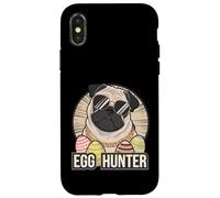 Carcasa para iPhone X/XS Conejito de Pascua Pug Egg Hunter Dog Lover
