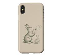 Carcasa para iPhone X/XS Conejo Amantes Soplando Diente De León Naturaleza Cottagecore Gráfico