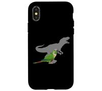 Carcasa para iPhone X/XS Conure de mejillas Verdes con T Rex Shadow Bird Lovers