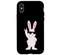 Carcasa para iPhone X/XS Cool Bunny Rock On Funny Rabbit - Gafas de Sol