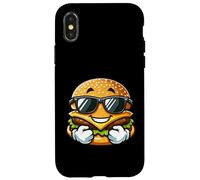 Carcasa para iPhone X/XS Cool Burger Happy Fast Food Gafas De Sol Verano Grunge