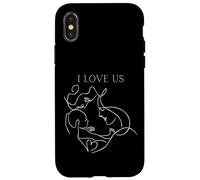 Carcasa para iPhone X/XS Cool Line Art Familia Ilustración Amar Papá y Mamá Nos Aman
