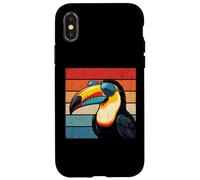Carcasa para iPhone X/XS Cool Tucán Retro Puesta de Sol Vintage Amante de pájaros Desgastados