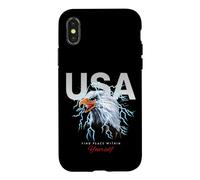 Carcasa para iPhone X/XS Cool USA Eagle with Wild Quotes Illustration Graphic Designs