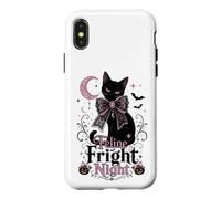 Carcasa para iPhone X/XS Coqueta de Gato Negro Feline Fright Night para Halloween