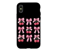 Carcasa para iPhone X/XS Coquette Cherry Bow Ribbon Estético Gráfico Señoras Adolescentes