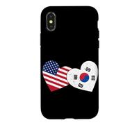 Carcasa para iPhone X/XS Corazón Corea del Sur Amor Bandera de Estados Unidos Mitad Coreana Mit