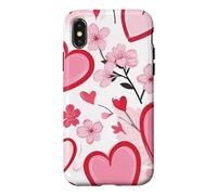 Carcasa para iPhone X/XS Corazón Ditsy Patrón Romántico Sakura Flores Cerezo Flores