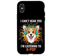 Carcasa para iPhone X/XS Corgi K-Pop Audífonos Divertidos para Amantes de los Perros