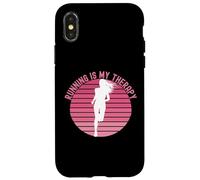 Carcasa para iPhone X/XS Correr es mi Terapia Girl Runner Jogger Cardio Retro Sunset