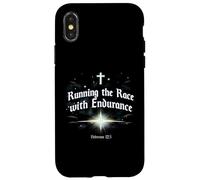 Carcasa para iPhone X/XS Corriendo la Carrera con Endurance Hebrews 12:1 Christian