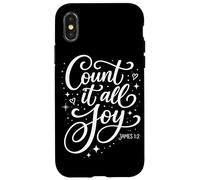 Carcasa para iPhone X/XS Count It All Joy James 1:2 Fe Cristiana Oración Religión