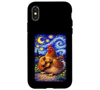 Carcasa para iPhone X/XS Cozy Chicken Playing Guitar Whimsical Art Music Farmer Hen