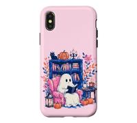 Carcasa para iPhone X/XS Cozy Spooky Ghost Reading in Autumn Halloween Teacher Kids