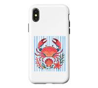 Carcasa para iPhone X/XS Crab Colorful Sea Animal Lover Preppy Beach Summe