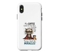 Carcasa para iPhone X/XS Cranky Cat Coffee No Miracles Humor matutino