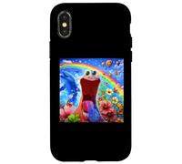 Carcasa para iPhone X/XS Cringe Meme 2026 AI Generated Blob Pink Face Sonriendo Mojado