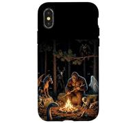 Carcasa para iPhone X/XS Cryptids Campfire Bigfoot Mothman Forest Reunión