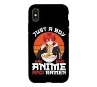 Carcasa para iPhone X/XS Cuenco de Fideos japoneses Just A Boy Who Loves Anime y Ramen
