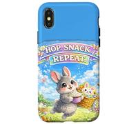 Carcasa para iPhone X/XS Cute Bunny Hops Snack Repeat Pastel Spring Huevos Decorativos