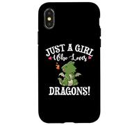 Carcasa para iPhone X/XS Cute Cartoon Womens Just A Girl Who Loves Kawaii Dragon