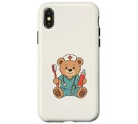 Carcasa para iPhone X/XS Cute Dental Nurse Teddy Bear Student Dentist Office Staff