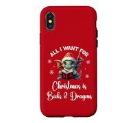 Carcasa para iPhone X/XS Cute Dragon Book For All I Want Christmas is Books & Dragons