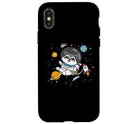 Carcasa para iPhone X/XS Cute Funny Kawaii Cartoon Kids Astronaut Space Raccoon Lover