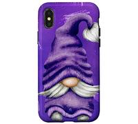 Carcasa para iPhone X/XS Cute GNOME Graphic For Gardener and Spring and Summer Purple
