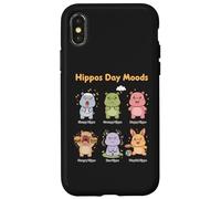 Carcasa para iPhone X/XS Cute Hippo Day Moods - Divertido diseño de emociones de hipopótamo