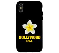 Carcasa para iPhone X/XS Cute Hollywood USA Tropical Yellow Frangipani Aesthetic Art