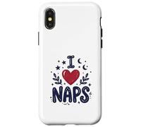Carcasa para iPhone X/XS Cute I Heart Naps Design for Moms, Sleepy Girl Funny Mom