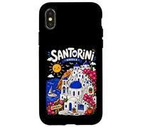 Carcasa para iPhone X/XS Cute Santorini Grecia Viajes Vacaciones Isla Griega