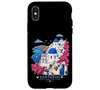 Carcasa para iPhone X/XS Cute Santorini Island Greek Village Grecia Viajes Vacaciones