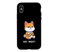 Carcasa para iPhone X/XS Cute Shiba Inu Say What Funny Dog Breed Attitude Meme Design